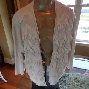 Chico's open Cardigan sweater with fringe, Size 3